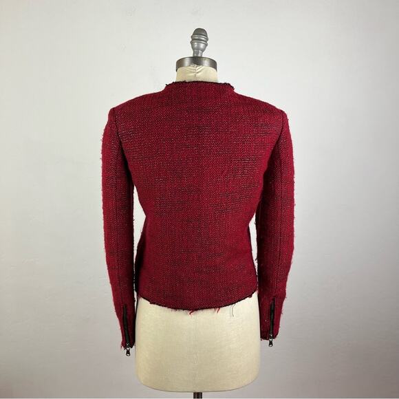 Rebecca Minkoff Red Tweed Zip Jacket - Picture 6 of 9